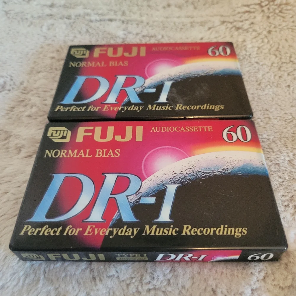 Lot of 2 New Fuji DR-I Extra Slim Case 60 Min Audio Cassette Tapes NEW Sealed